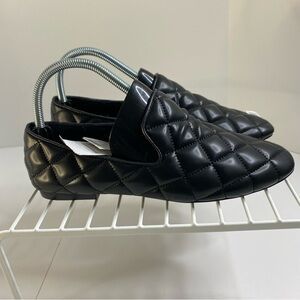 NWT Zara Womens Quilted Black Slip On Loafers Size 39 US 8